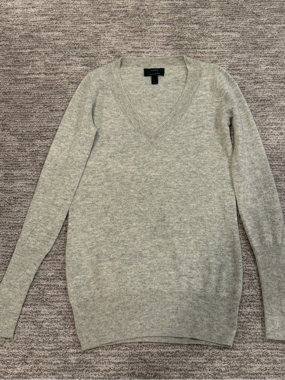 J.Crew Women's Italian Cashmere V-Neck Sweater Light Grey Size XXS